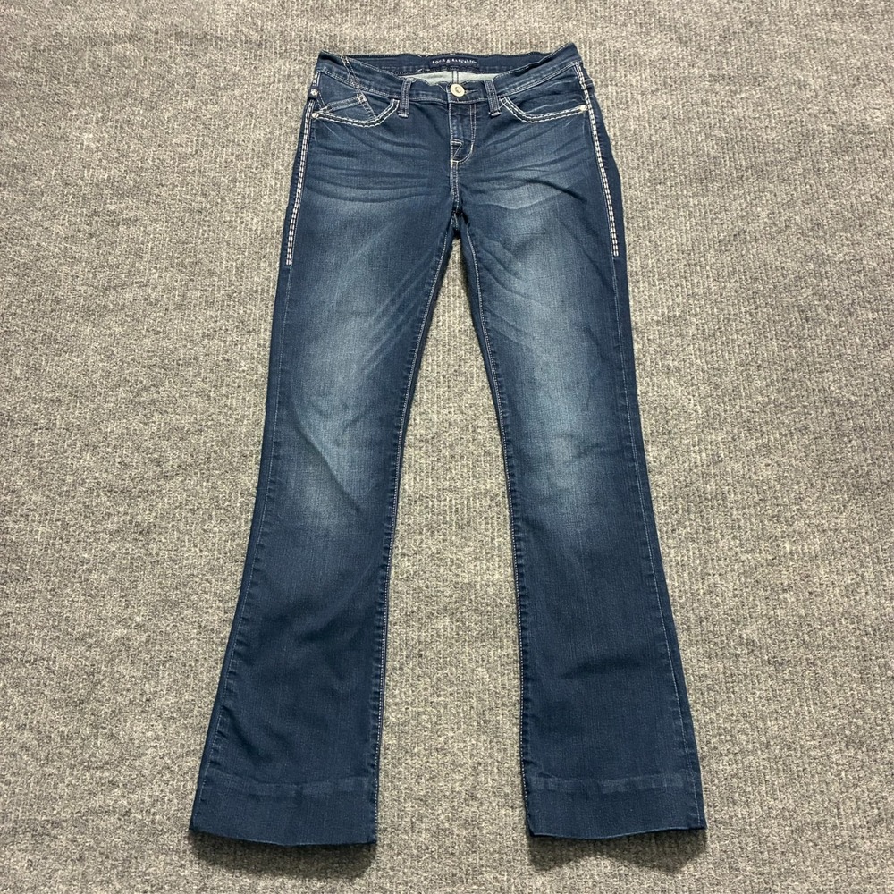 Rock & Republic Kasandra Womens Bootcut Jeans 2M Blue Denim‎ Stretch Low Rise
